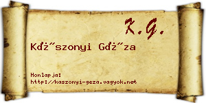 Kászonyi Géza névjegykártya